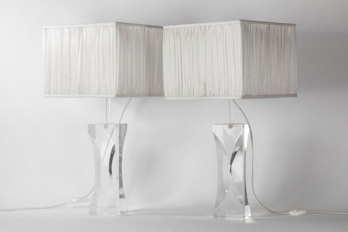 Pair Of Rectangular Lucite Lamps, 1970s - Ls2750831