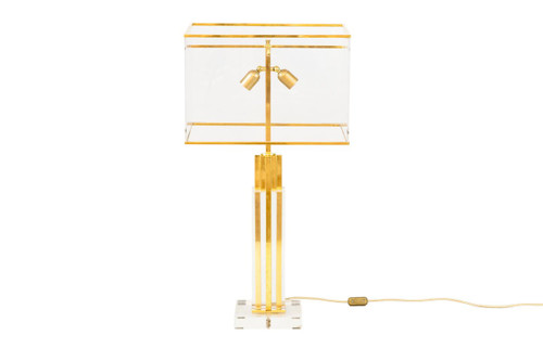 Romeo Rega, Lampe aus Lucite und goldenem Messing, 1970er Jahre - Ls4129721