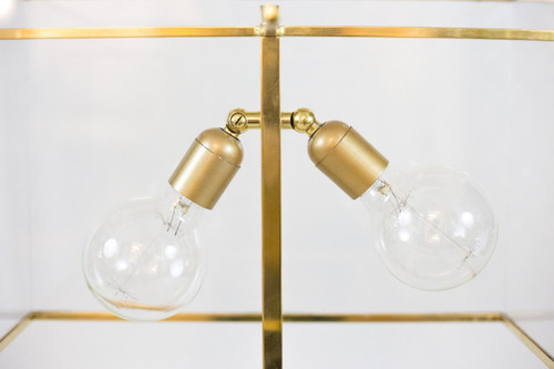 Romeo Rega, Lampe aus Lucite und goldenem Messing, 1970er Jahre - Ls4129721