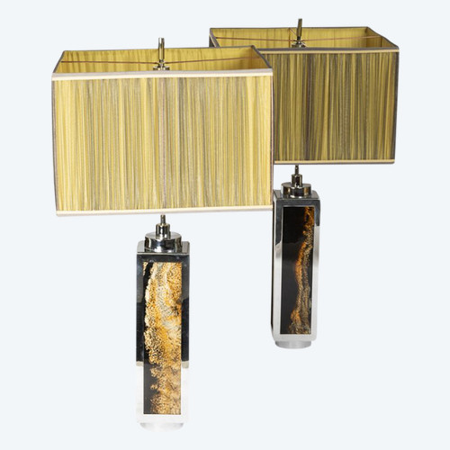 Coppia di lampade in bachelite e metallo cromato, anni '70 - LS40271201