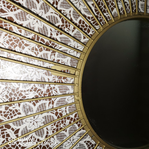 Ancien miroir soleil mural  en laiton doré  dans l'esprit de (Chaty Vallauris)