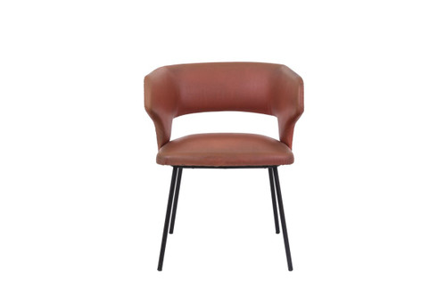 Poltrona in metallo laccato nero e Skaï arancione, anni '50 - LS4074251