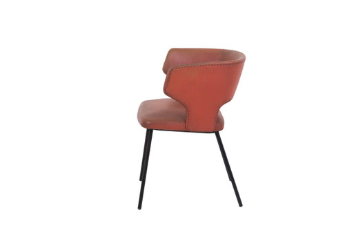 Poltrona in metallo laccato nero e Skaï arancione, anni '50 - LS4074251