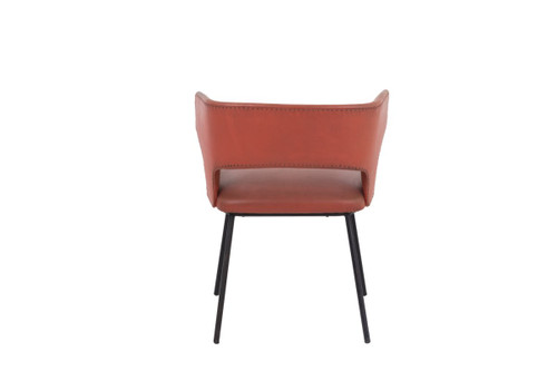 Poltrona in metallo laccato nero e Skaï arancione, anni '50 - LS4074251