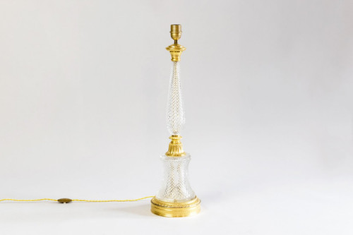 Grande Lampe Style Empire En Cristal Taillé Et Bronze Doré, Années 1940 - LS3000411