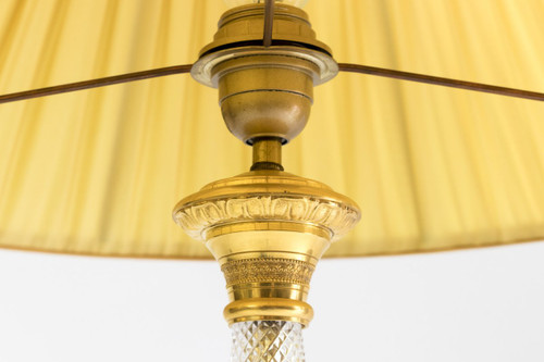 Grande Lampe Style Empire En Cristal Taillé Et Bronze Doré, Années 1940 - LS3000411