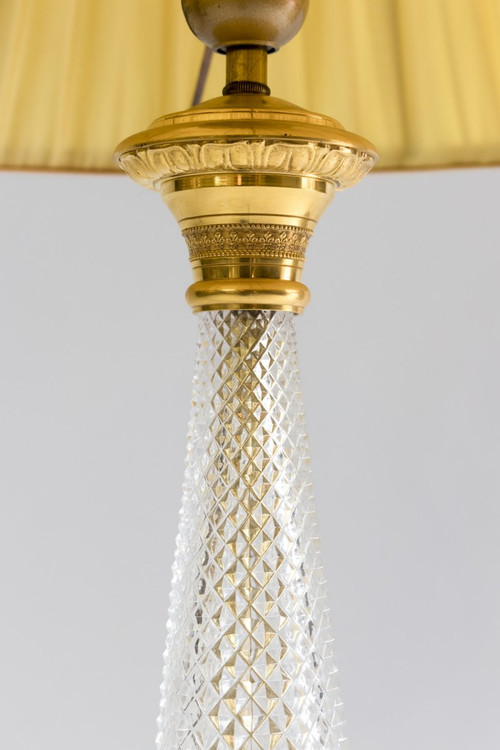 Grande Lampe Style Empire En Cristal Taillé Et Bronze Doré, Années 1940 - LS3000411