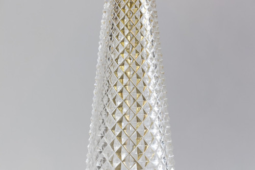 Grande Lampe Style Empire En Cristal Taillé Et Bronze Doré, Années 1940 - LS3000411