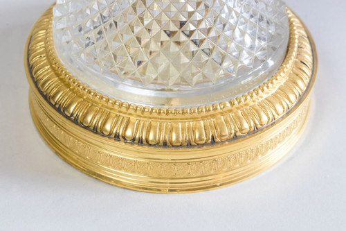 Grande Lampe Style Empire En Cristal Taillé Et Bronze Doré, Années 1940 - LS3000411