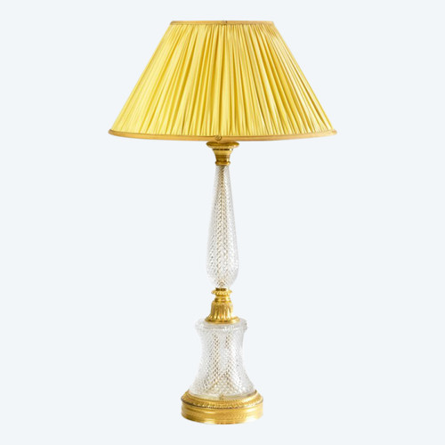 Grande Lampe Style Empire En Cristal Taillé Et Bronze Doré, Années 1940 - LS3000411