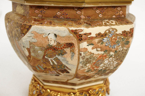 Fioriera in terracotta Satsuma e bronzo dorato, 1880 circa - LS3003291