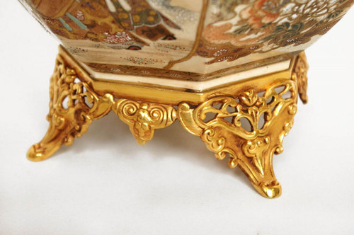 Fioriera in terracotta Satsuma e bronzo dorato, 1880 circa - LS3003291
