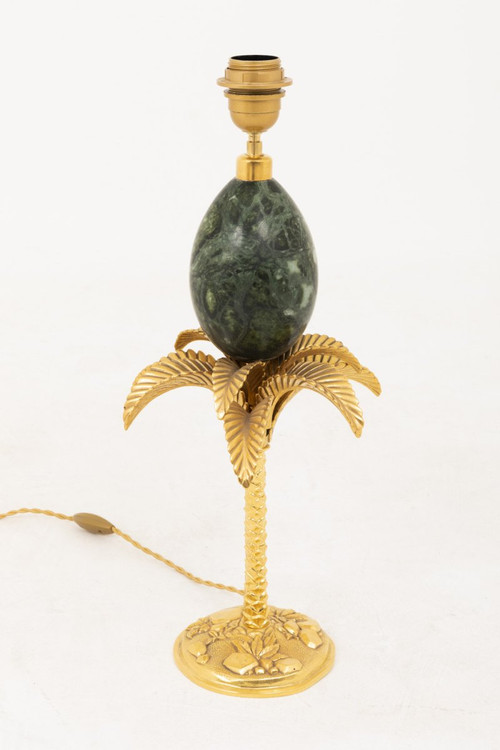 Maison Charles, Palm Tree Lamp With Marble Egg, 1970s - LS3077501