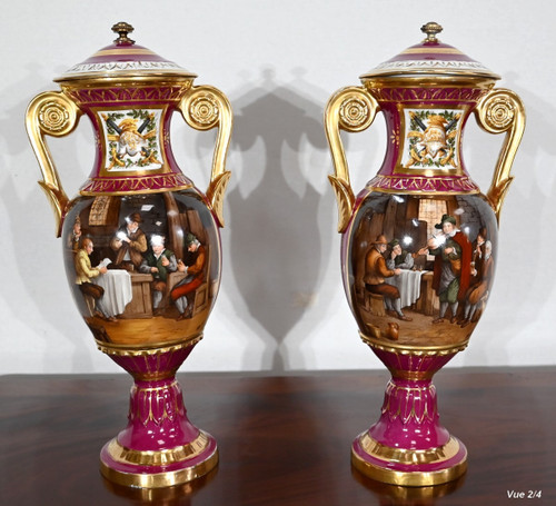 Pair of Paris Porcelain Vases - Early 20th Century