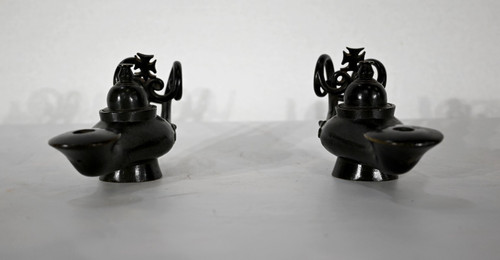 Paire de Lampes à huile en Bronze – 1900