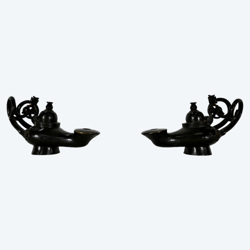 Paire de Lampes à huile en Bronze – 1900