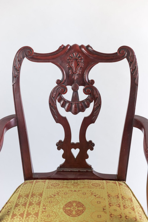 Pair Of Chippendale Style Red Lacquered Wood Armchairs, Circa 1880 - LS3049B1251