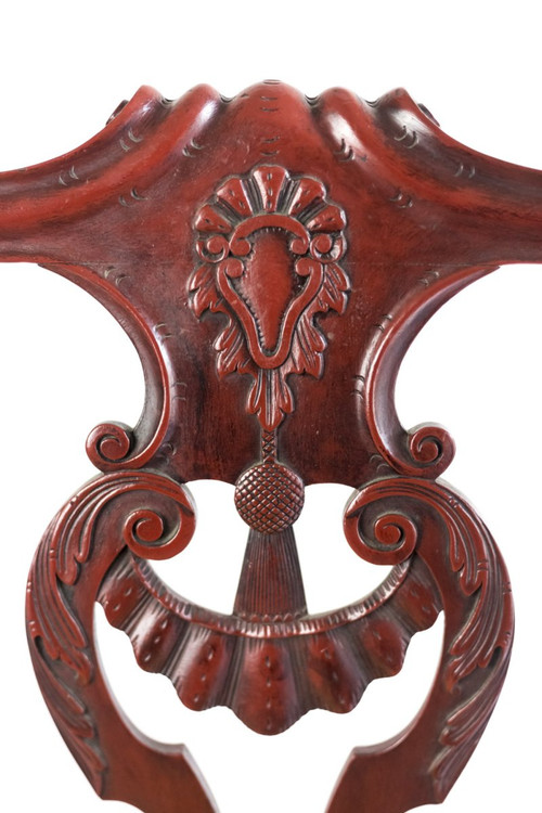 Pair Of Chippendale Style Red Lacquered Wood Armchairs, Circa 1880 - LS3049B1251