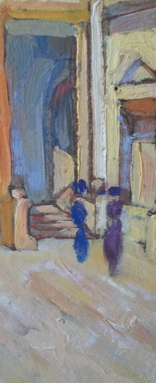 Albert LESBROS (1873-1940) zugeschrieben. Belebter römischer Tempel.
