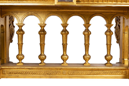 Table De Style Renaissance En Bois Doré Et Marbre, XIXème Siècle - LS26383501