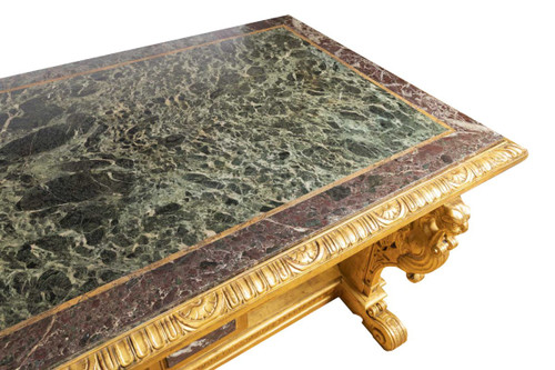Table De Style Renaissance En Bois Doré Et Marbre, XIXème Siècle - LS26383501