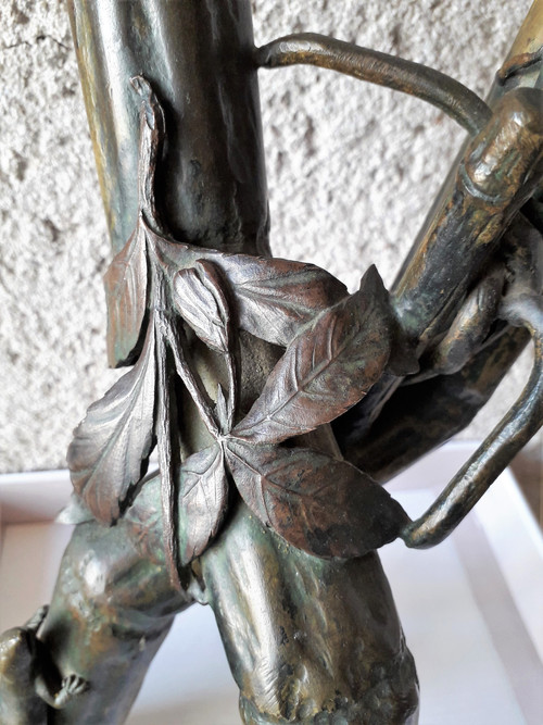 scultura in bronzo a doppio vaso