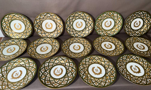 14 Very Beautiful Porcelain Plates Imperial Manufacture Of Sèvres Nineteenth
