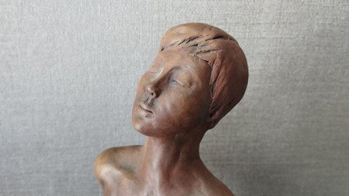 Sculpture en terre cuite patinée par S.ADAMCZYK-milieu du XXème