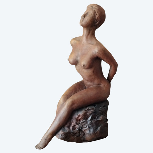 Sculpture en terre cuite patinée par S.ADAMCZYK-milieu du XXème