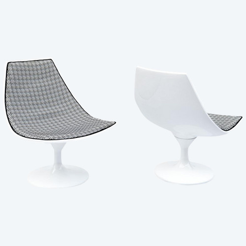 Paire De Fauteuils Pivotant En Fibre De Verre Laqué Blanc, Années 1970 - LS37151331