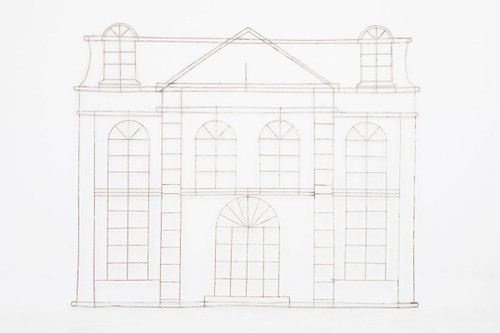 Formschnitt aus Eisen, der die Fassade eines Hauses darstellt, um 1970 – LS3738201