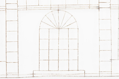 Formschnitt aus Eisen, der die Fassade eines Hauses darstellt, um 1970 – LS3738201