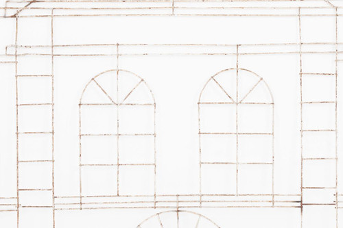 Formschnitt aus Eisen, der die Fassade eines Hauses darstellt, um 1970 – LS3738201
