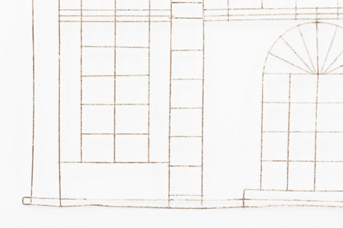 Formschnitt aus Eisen, der die Fassade eines Hauses darstellt, um 1970 – LS3738201
