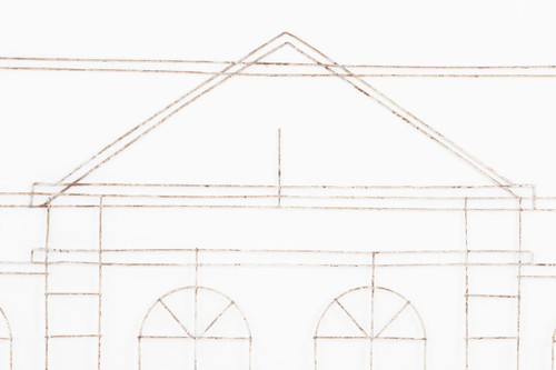 Formschnitt aus Eisen, der die Fassade eines Hauses darstellt, um 1970 – LS3738201