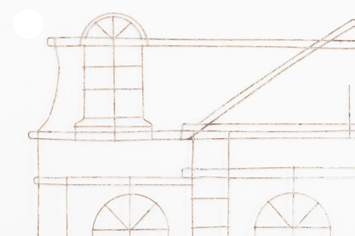 Formschnitt aus Eisen, der die Fassade eines Hauses darstellt, um 1970 – LS3738201