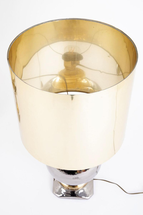 Coppia di lampade a sfera in ceramica con lustro argentato e dorato, circa 1960 - LS3297/3731/251