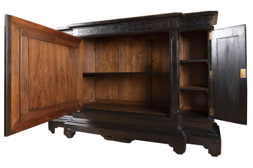 Grand Meuble D’appui Chinoisant En Bois Laqué Noir, Rouge Et Or, Vers 1880 - LS37661501