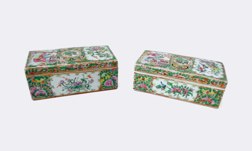 Pair Of Canton Porcelain Boxes, 1900 Period - LS2562241