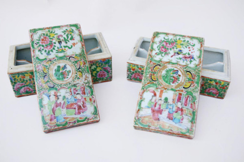 Pair Of Canton Porcelain Boxes, 1900 Period - LS2562241