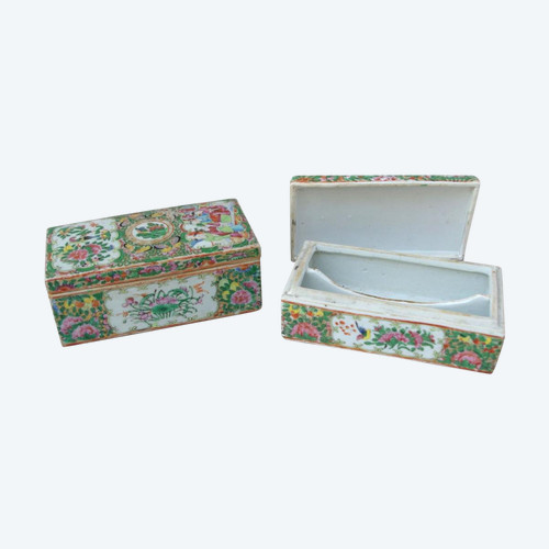 Pair Of Canton Porcelain Boxes, 1900 Period - LS2562241