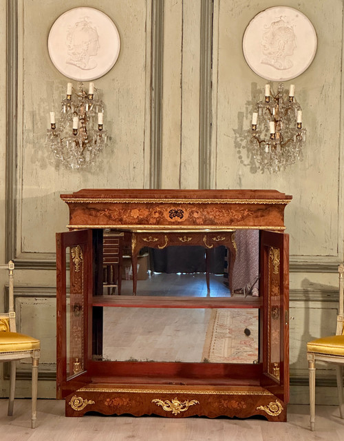 Vitrine En Marqueterie De Style Louis XIV Vers 1870