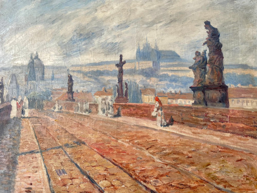 Ostschule - Die Karlsbrücke in Prag um 1900