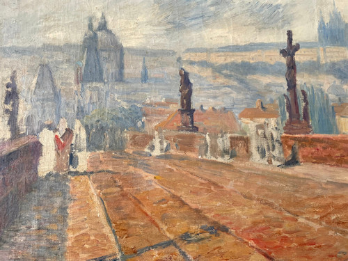 Ostschule - Die Karlsbrücke in Prag um 1900