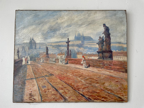 Ostschule - Die Karlsbrücke in Prag um 1900