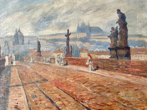 Ostschule - Die Karlsbrücke in Prag um 1900