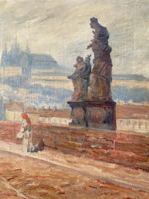 Ostschule - Die Karlsbrücke in Prag um 1900