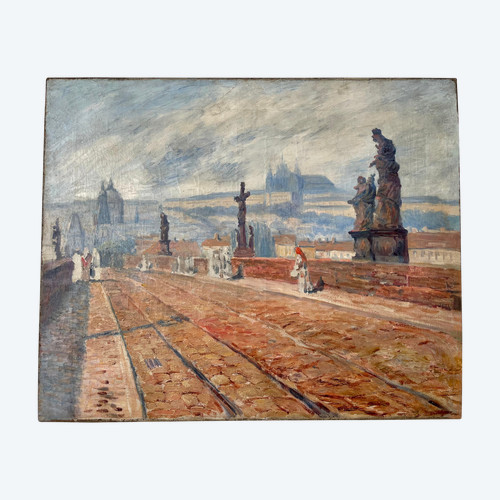 Ostschule - Die Karlsbrücke in Prag um 1900