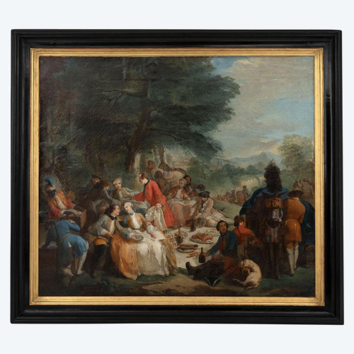 Carle Van Loo, La Halte De Chasse (1737), Huile Sur Toile, XIXème Siècle - LS38515491