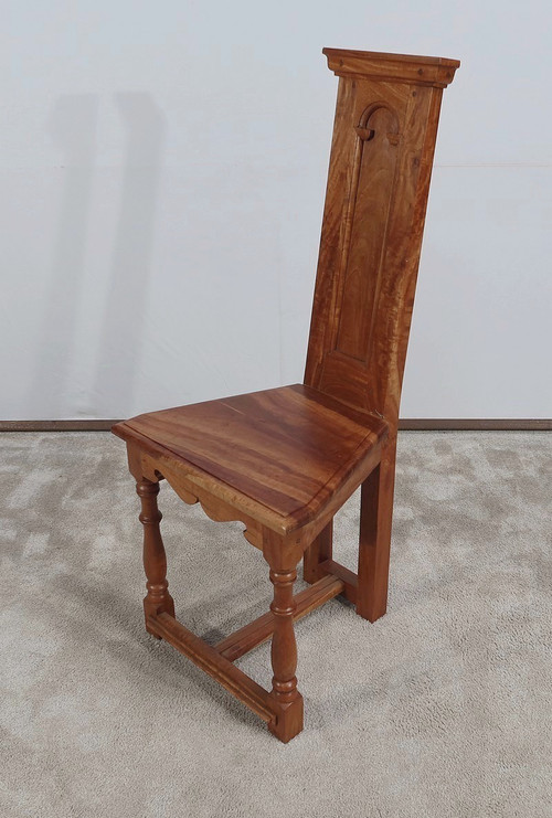 Suite of 4 Chairs in Solid Mahogany, Cathedral taste - XXth